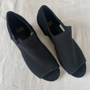 Eileen Fisher Black WINK Stretch Suede Open-Toe Sandals
